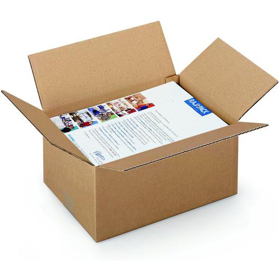 RAJA Caisse américaine carton simple cannelure - L.31 x l.22 x H.15 cm - Kraft brun - Lot de 25