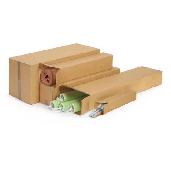 RAJA Caisse longue en carton brun - L.50 x l.10 x H.10 cm - Lot de 15