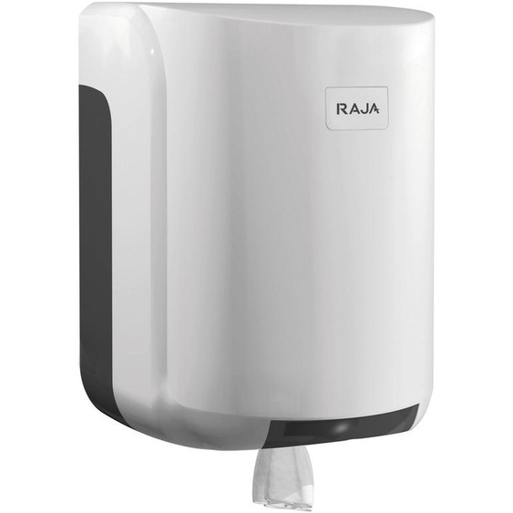 RAJA Distributeur de bobines maxi de papier à dévidage central capacité 400 feuilles en ABS - Blanc avec verrou