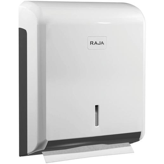 RAJA Distributeur dessuie-mains capacité 400 à 600 feuilles en ABS avec fermeture à clé  - Blanc
