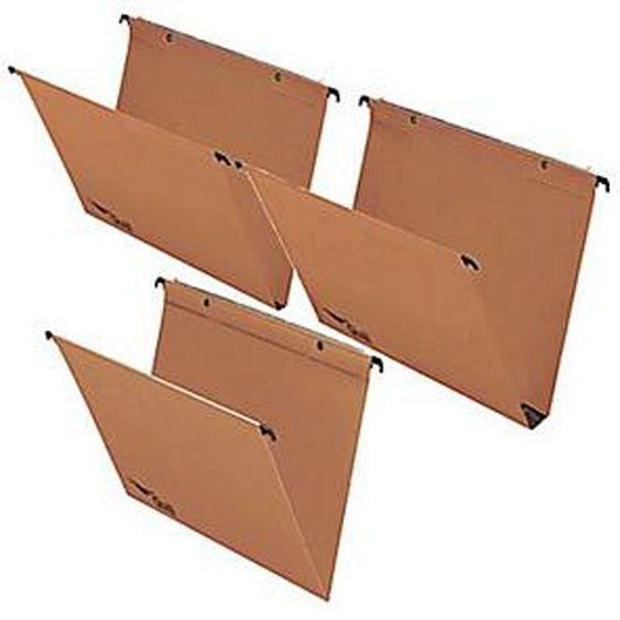 RAJA Pack 100 dossiers suspendus pour tiroir - Kraft 240g - Différents fonds - Boutons pression - Assortis