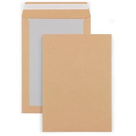 RAJA Pochette kraft brun 450 x 650 mm 120g sans fenêtre - dos carton - autocollante bande protectrice - Lot de 50