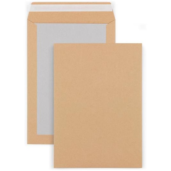 RAJA Pochette kraft brun 450 x 650 mm 120g sans fenêtre - dos carton - autocollante bande protectrice - Lot de 50