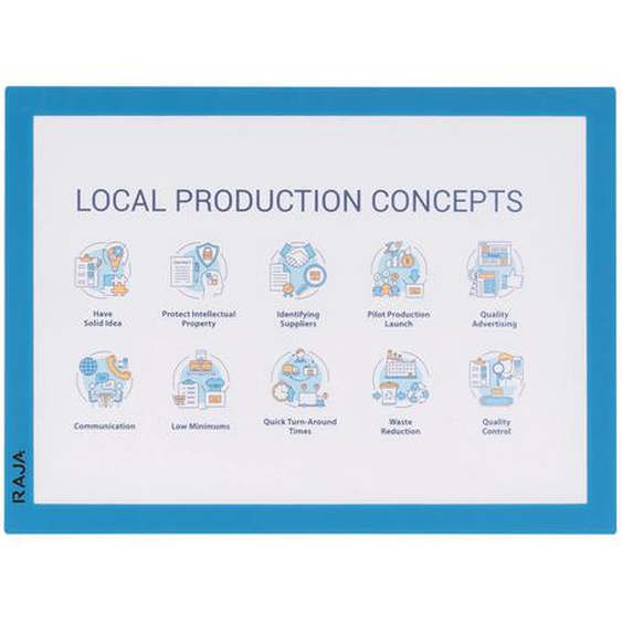RAJA Pochette murale Cadre daffichage adhésif A4 - Cadre bleu - Lot de 2