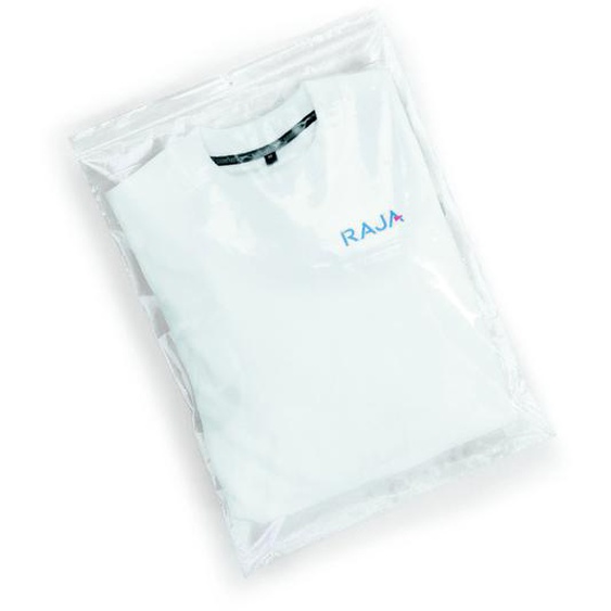 RAJA Sachet plastique à fermeture Zip - 23 x 32 cm - Epaisseur 50 microns - Transparent - Carton de 1000