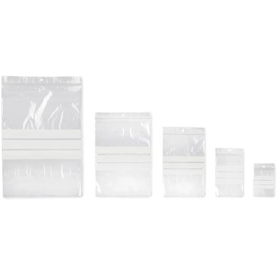 RAJA Sachet plastique à fermeture Zip et bande décriture - 10 x 15 cm - Epaisseur 50 microns - Transparent - Carton de 1000