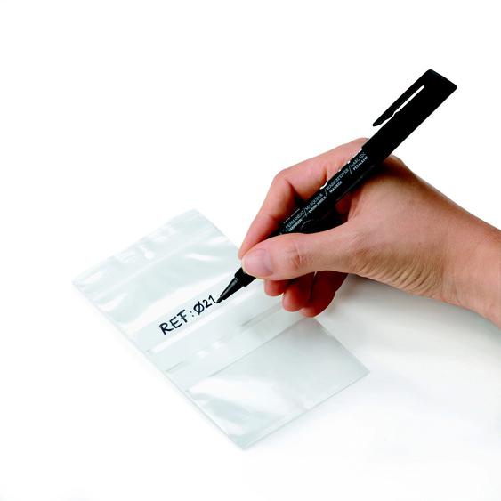 RAJA Sachet plastique à fermeture Zip et bande décriture - 23 x 32 cm - Epaisseur 50 microns - Transparent - Carton de 1000