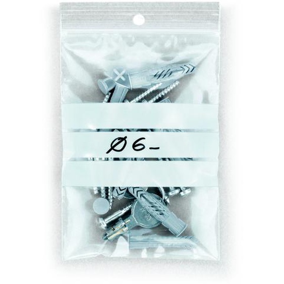 RAJA Sachet plastique à fermeture Zip et bande décriture - 8 x 12 cm - Epaisseur 50 microns - Transparent - Carton de 1000