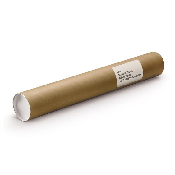 RAJA Tube dexpédition rond en carton brun avec capuchons - Diamètre 80 X L.850 mm - Lot de 25