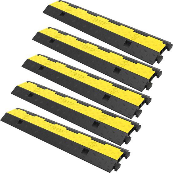 Rampe de Protection Cable Lot de 5 a 2 Canaux Passage de Cable au Sol Caoutchouc pvc Passe Cable Ralentisseur Modulaire Capacite Charge 4989 kg pour
