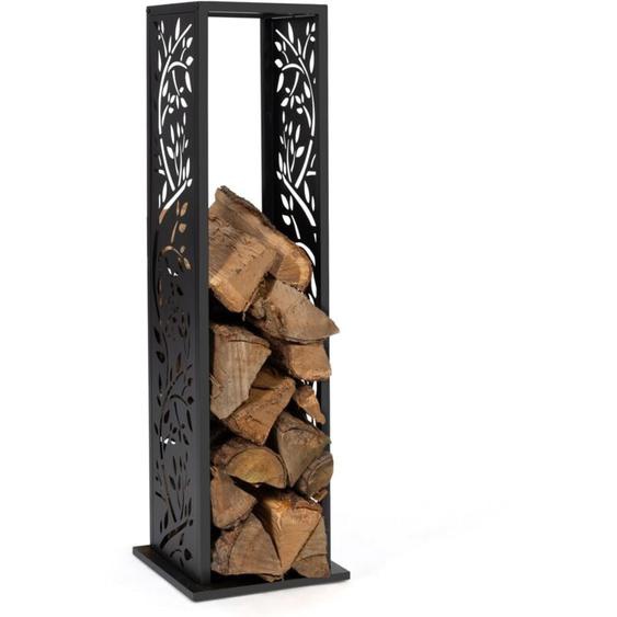 Range bûche vertical acier noir motif arbre H.112 cm