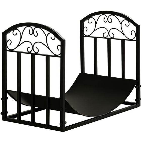 Range-bûches rack à bûches style fer forgé dim. 60,5L x 36l x 46,5H cm métal noir - Outsunny