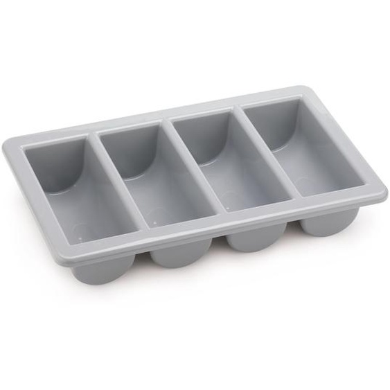 Range-couverts en plastique L.53 x l.32,5 x H.10 cm - 4 compartiments - Gris