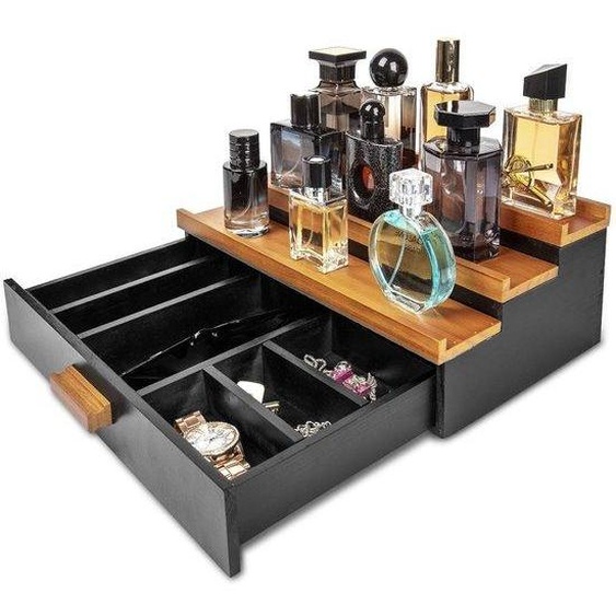 Range-parfums à 3 niveaux - polyvalent et durable - en bois - pièce unique