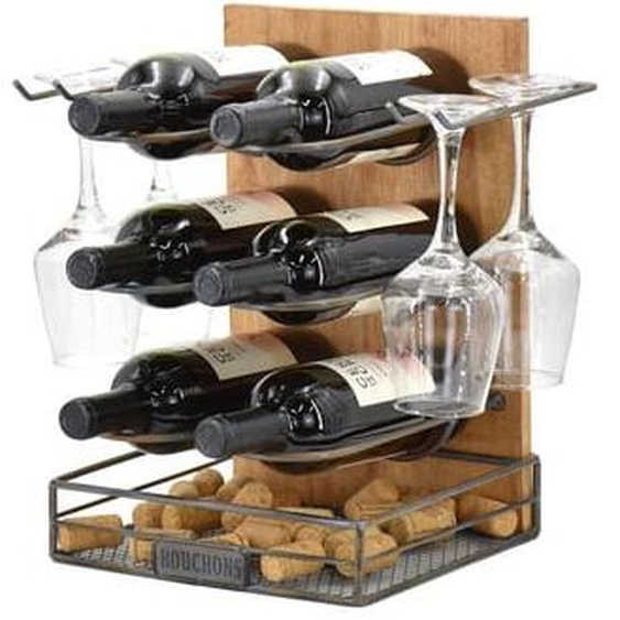 Rangement 6 bouteilles avec support pour verres