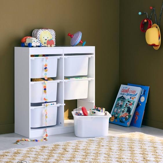 Meuble De Rangement Enfant 6 Bacs De Rangement En Plastique Blanc