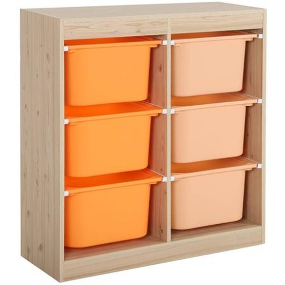 Meuble De Rangement Enfant 6 Bacs De Rangement En Plastique Colorés - Sora Orange