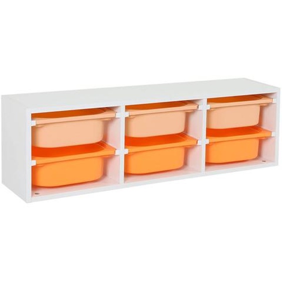 Meuble De Rangement Pour Enfant, 6 Bacs En Plastique Colorés - Sora Orange