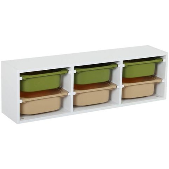 Meuble De Rangement Pour Enfant, 6 Bacs En Plastique Colorés - Sora Vert Olive