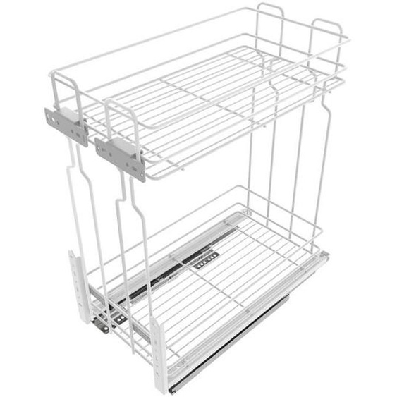 Rangement coulissant de 50 cm à fermeture silencieuse - 2 paniers - Chrome
