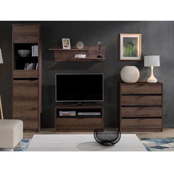 Rangement de salon - Rangement de salon Providence F115  160398 - Noir brillant - 221x200x40cm