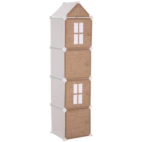 Rangement Enfant Colonne 4 Casiers- Linno Beige Moyen
