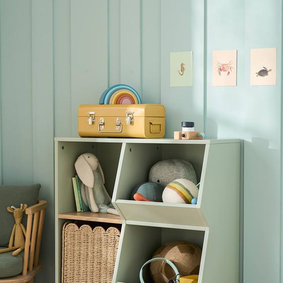 Rangements à case mix livres et jouets vert