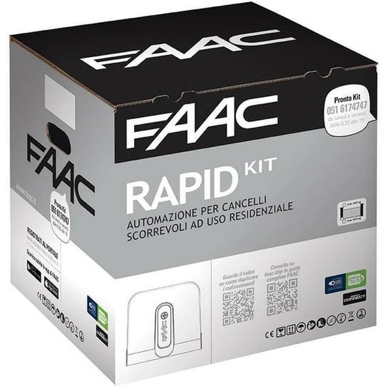 Rapid kit Faac 24V Kit portail coulissant automatisme 400KG cyclo safe&green 1059995