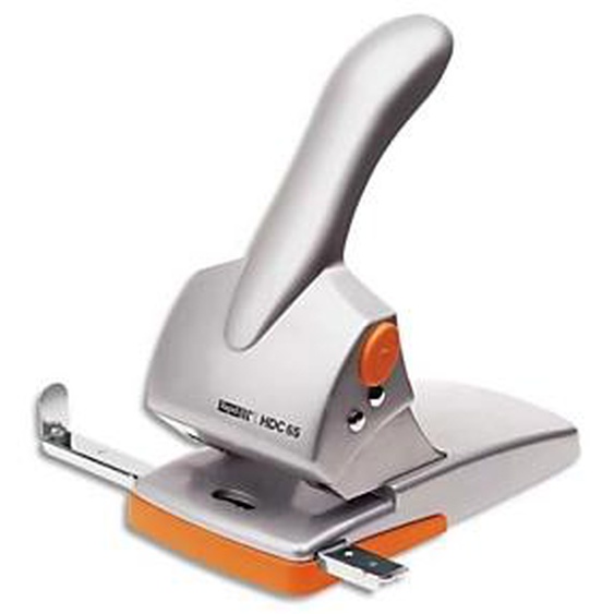 RAPID Perforateur 2 trous DUAX. Capacité 65 feuilles. Argent/Orange