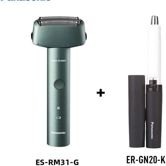 Rasoir électrique à triple lame étanche Panasonic (ES-RM31) charge de type C + tondeuse électrique pour le nez Panasonic (ER-GN20)