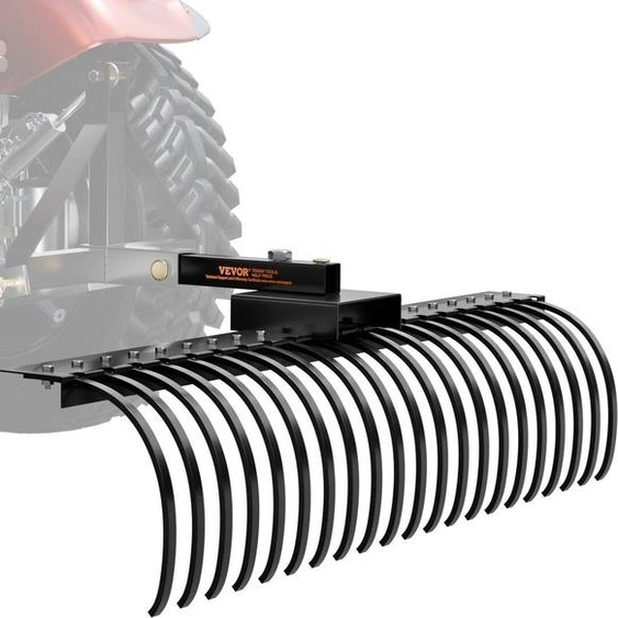 Râteau de jardin tracté 60 pouces avec 21 dents en acier pour déchaumer la pelouse