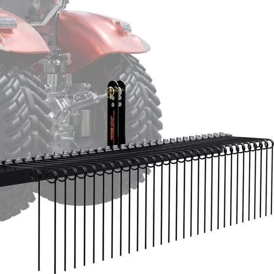 Râteau de jardin tracté 72 po avec 32 dents en acier pour déchaumer la pelouse