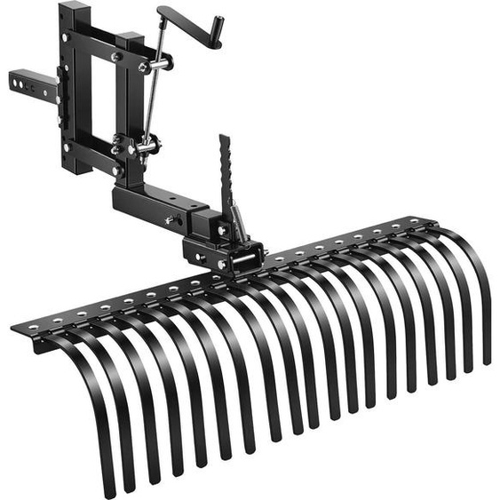 Râteau de jardin tracté de 106,7 cm, râteau à gazon à 3 points avec lame et levier de levage, compatible avec les VTT, UTV et tracteurs de pelouse de catégorie 1, râteau déchaumeur robuste pour les débris, les feuilles et le chaume