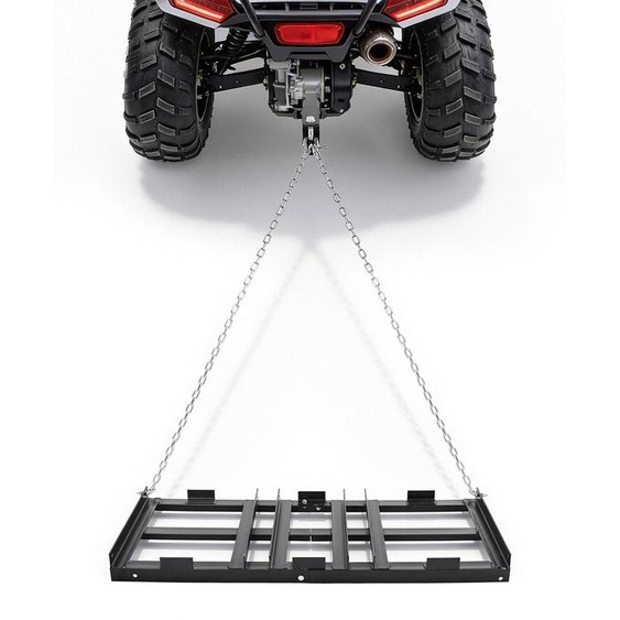 Râteau-niveleur, 122 x 50 cm, niveleur dallée tracté avec largeur réglable et capacité de charge de 22,7 kg, râteau de nivellement pour pelouse à usage intensif, râteau-niveleur en acier galvanisé pour allées en gravier, compatible avec les quads, les UTV