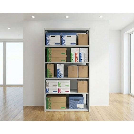 Rayonnage archive de bureau Smart - H.200 x L.100 cm - Elément Départ - Gris clair
