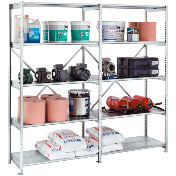 Rayonnage industriel acier  210 -  Galvanisé - L. 100 cm x P. 40 cm - Elément Suivant
