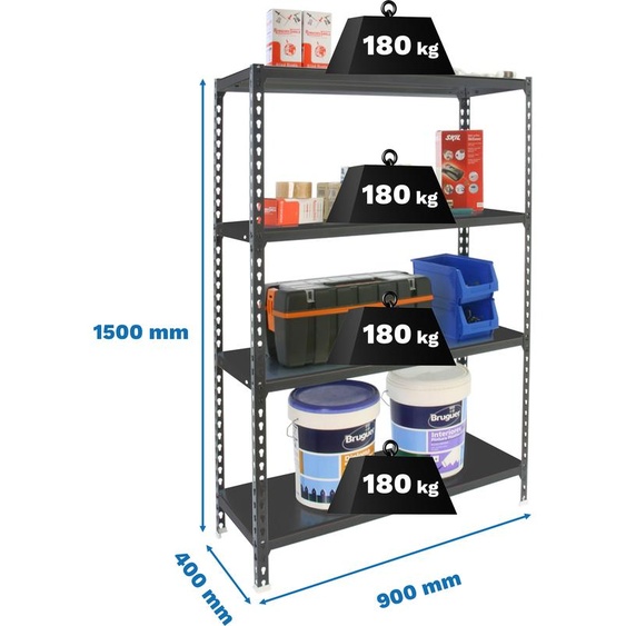 Rayonnage lourd Simonrack SIMONCLICK 8425437097652 anthracite 90,0 x 40,0 x 150,0 cm