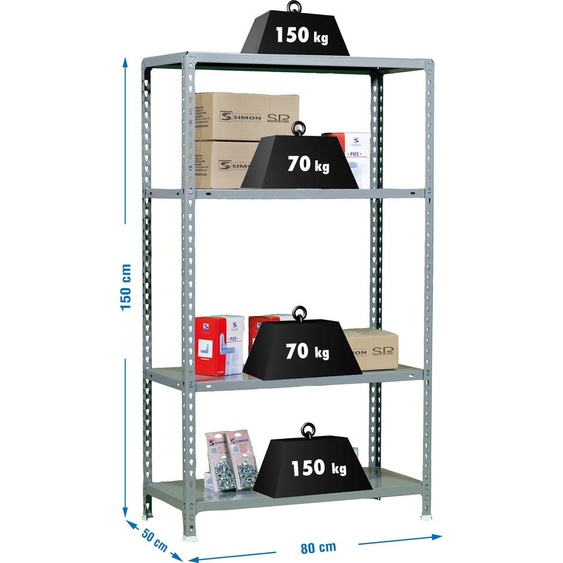 Rayonnage métallique ECOCLICK MINI 4/500 1500 GRIS