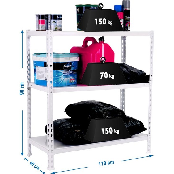 Rayonnage métallique ECOCLICK SUPERPLUS 3/400 900 BRANCO