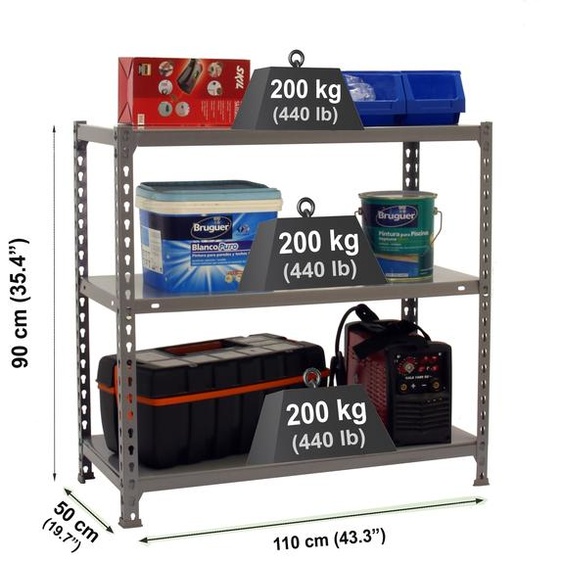 Rayonnage métallique ECOCLICK SUPERPLUS 3/500 900 GRIS