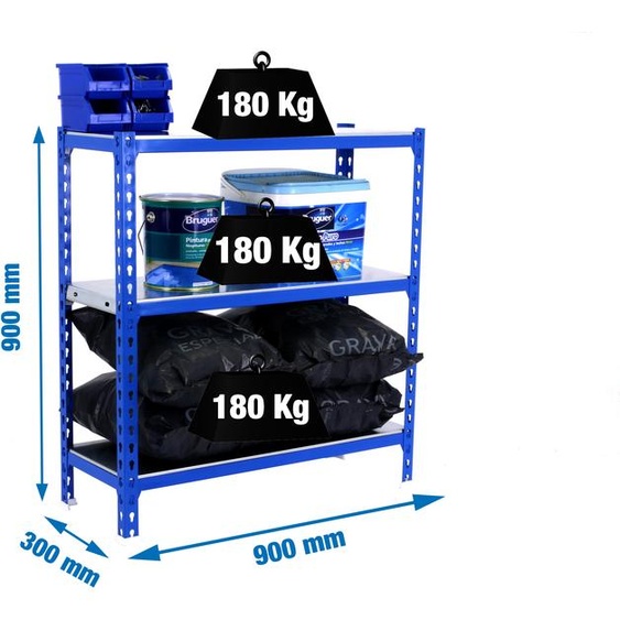 Rayonnage métallique SIMONCLICK 3/300 900 BLEU/GALVANISÉ