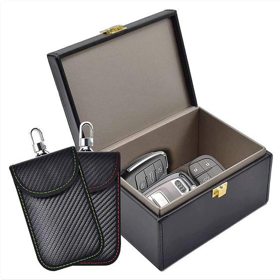 Boîte Anti rfid & Lot de 2 Signal Blocage Faraday Pochette Sac, Pochettes Faraday pour Clés de Voiture, Boîte Antivol de Blocage de Signal pour