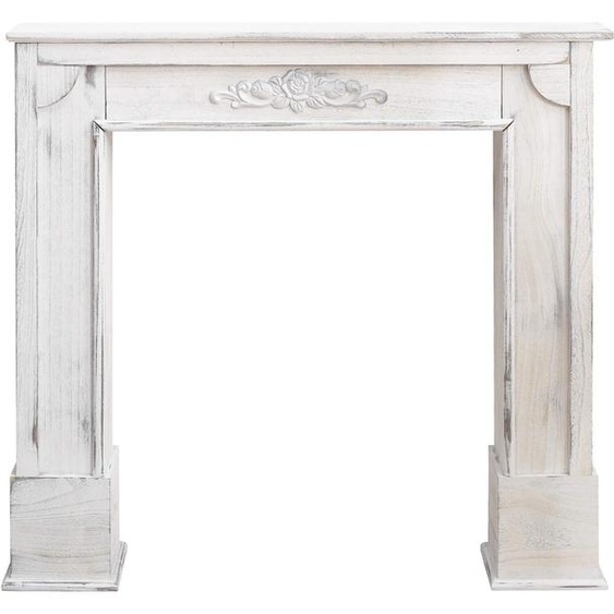 Rebecca Mobili Bordure de cheminée 100x105x21 cm en blanc Paulonia, effet antique