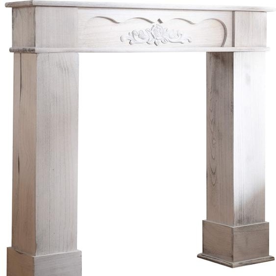 Rebecca Mobili Bordure de cheminée 99x104x21 cm en paulonia blanc