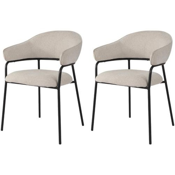 Rebecca Mobili Chaises Bakla 82,5x57x56,5 polyester tissé acier blanc perle noir Moderne SET 2 pièces