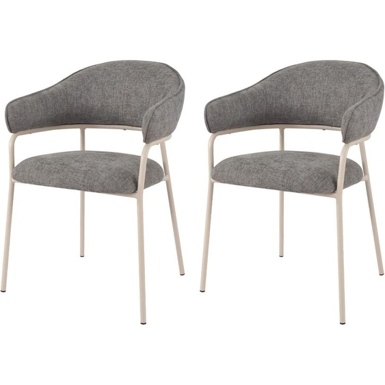 Rebecca Mobili Chaises Cadetia 82,5x57x56,5 Tissu polyester Acier Gris Blanc Moderne SET 2 pièces