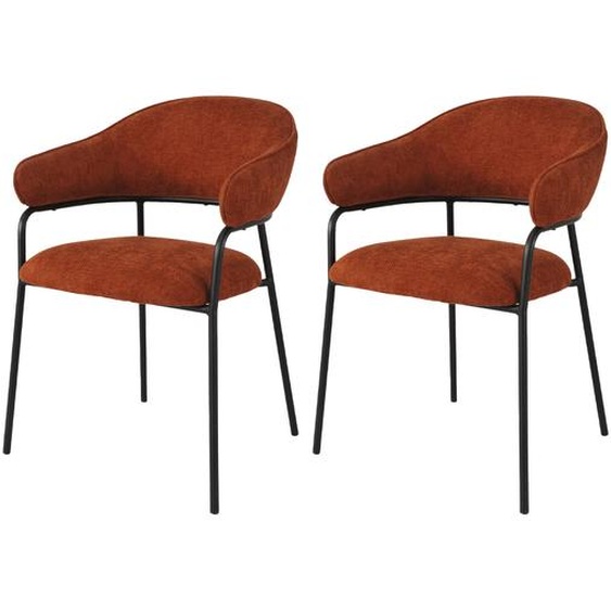 Rebecca Mobili Chaises Dombeya 82,5x57x56,5 Tissu polyester Acier Orange Noir Moderne SET 2 pièces