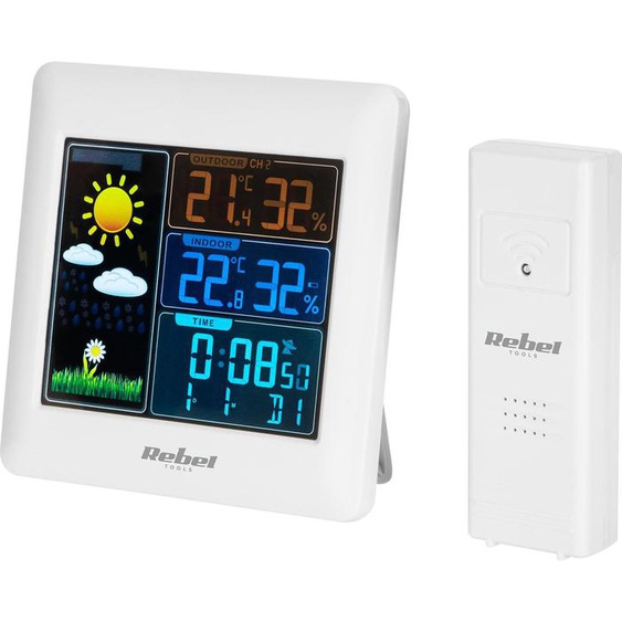 Rebel URZ3498 Station météo sans fil avec capteur extérieur, blanc