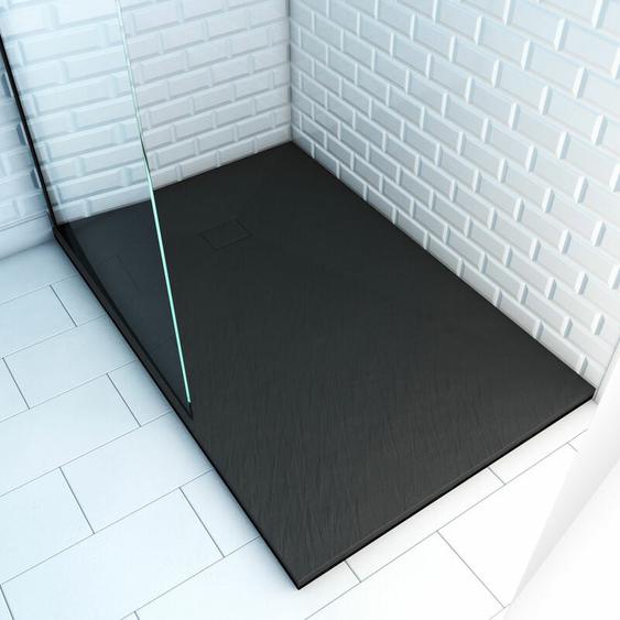 receveur à poser en matériaux composite smc - finition ardoise noire - 80x120cm - rock 2 black 80