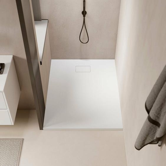 Receveur de douche 90 x 120 cm extra plat PIATTO en SoliCast® surface ardoisée blanc